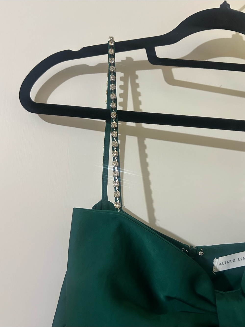 Altar'd State Emerald Green Bow-Front Party Dress with Chain Straps - Picture 2 of 4
